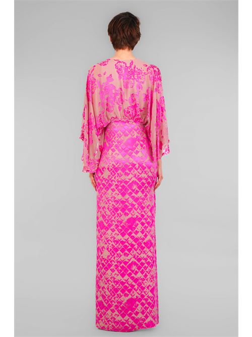 Abito devore' in viscosa e seta D'Andrea collection | 25191FUXIA